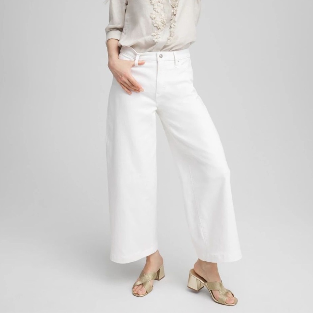 Chico's White High-Rise Wide-Leg Jeans